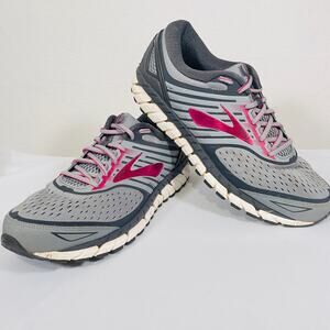 Brooks Running Shoes Womens 12 Ariel 18 Gray Pink Cushioned Comfort Low Top